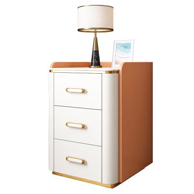 China CTG02 Nordic cheap contemporary simple wooden nightstand white modern bedside lamp table storage with 2 drawers for sale