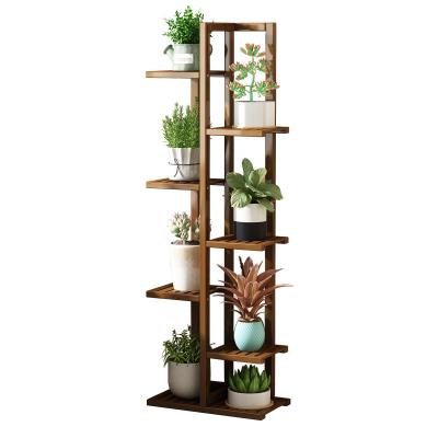 China HJ13 Contemporary Natural Bamboo Plant Stand Flower Pot Holder Shelf Corner Display Shelving Rack Indoor Organizer Shelves for Balcony Garden for sale