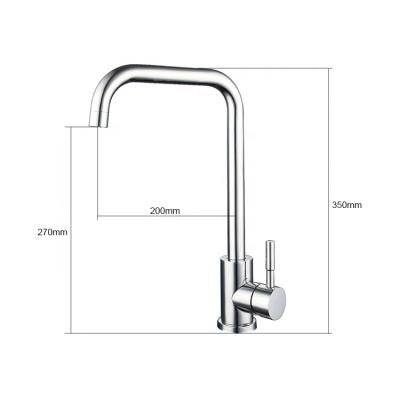 China Hide Hole Handle Modern Polished 304 Stainless Steel Kitchen Single Tap Water Mixer Tap for sale