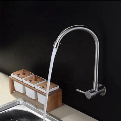 China Modern Stainless Steel Kitchen Faucet Wall Mounted Single Lever Skin Handle Flexible Faucet for sale