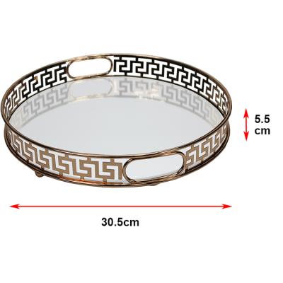 China Morden Decorative Gold Plated Round Home Jewelry Perfume Vanity Mirror Tray for sale