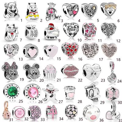 China TRENDY Unicorn Mom Bear Family Flower Heart Cham Beads for Pandora Charms Alloy Bracelet Berloque for sale