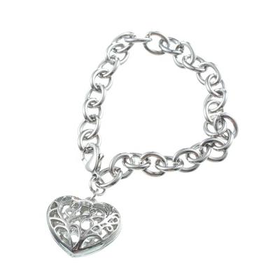 China Fashionable Heart Charm Chain Link Chain Young Ladies Thick Bracelet Charms Jewelry for sale