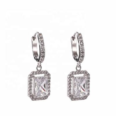 China 2021 FASHION Korean Earrings Dangling Earring Crystal Silver Drop Cubic Zircon White Gold Eearring for sale