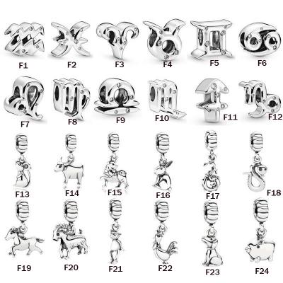 China TRENDY Alloy Signs of the Zodiac Charms 12 Constellations Beads for Pandora Zodiac Sign Bracelet for sale