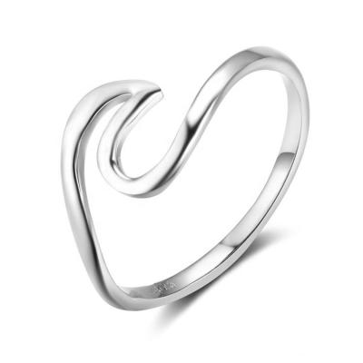 China 925 Sterling Silver Jewelry Irregular Wave Shape Cute Trendy Women Rings for sale