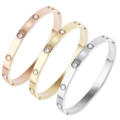 China Women Jewelry Diamond Crystal Titanium Men Cuff Spring Bracelet Ethnic Fashion Bracelet for sale