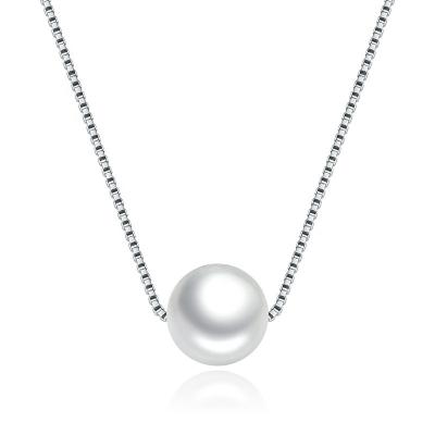 China Romantic High Quality White Round 10mm Shape Jewelry Silver Bead Chain Sterling 925 Box Pendant Necklace for sale