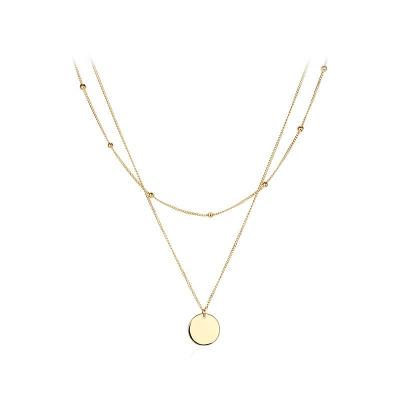 China 14K Gold Layered Round Coin Pendant Jewelry 2021 Luxury TRENDABLE Fashion Silver Women Plated Necklace Knot Gold Chain Necklace for sale