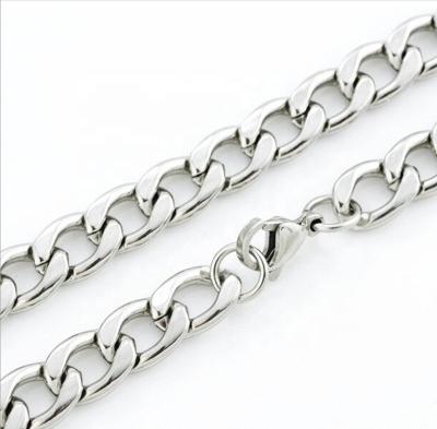 China Trendy Miami Cuban Link Stainless Steel Metal Chain Necklace for sale