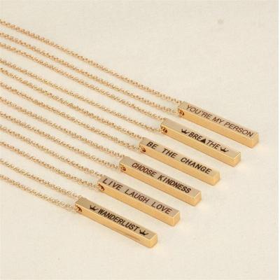 China FASHIONABLE Custom Name Personalized Square Engraved Stainless Steel Pendant Necklace for sale