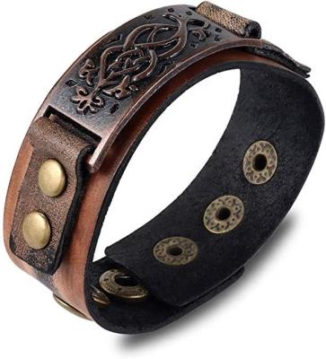 China High Quality Wide Steampunk Gothic Rock Cuff Bangle Wristband Unisex Cowhide Leather Men Waist Belt Bracelets for sale