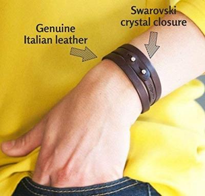 China Grade Three Circles Custom Size/Color Logo The First Level Good Quality Genuine Cowhide Leather Bracelets For Men Women Accessories for sale