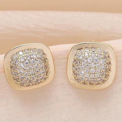 China Wholesale Fashion Trendy Fine Jewelry Factory Wholesale OEM ODM Korean Geometric Square Diamond-Encrusted Light Women's Earrings for sale