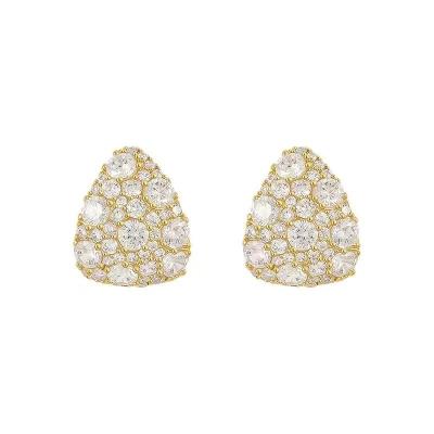 China Women's fashion OEM ODM factory rhinestone lightweight elegant luxury earrings s925 FASHIONABLE silvery exquisite diamond full needle stud earrings for sale