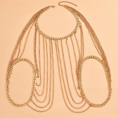 China 2023 Summer New Retro Metal Fringe Metal Fringe Body Chain Sexy Body Chain Sexy Chest Chain For Women for sale