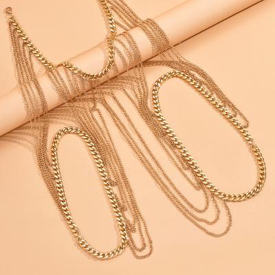 China 2023 Summer New Retro Metal Fringe Metal Fringe Body Chain Sexy Body Chain Sexy Chest Chain For Women for sale