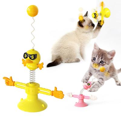 China New Hot Viable Factory Supplies Pet Amazon Cat Toy Turntable Ball Windmill Tumbler Cat Stick for sale