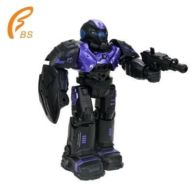 China 2.4g Police Battery Operated Remote Control Mechanical Bullet War Toy R20 Launching Programming Robot with Acousto-optic Toys for sale