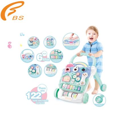 China Other Multifunctional Piano Stroller Push Baby Anti-Rollover Keyboard Activity Musical Learn Walker Toy for sale