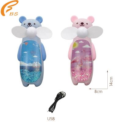 China Wholesale Promotional Filling Cute Fan Car Night Light Cartoon Handheld Portable Mini Bunny Bear Animal Shape Usb Fan for sale