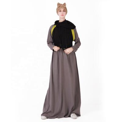 China Factory Supply High Quality Long Sleeve Abaya Sports Hooded Abaya Long Sleeve Dress for sale