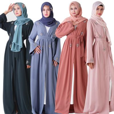 China Long sleeve 2021 maker front open abaya kaftan maker dress for eid mubarak open abaya dubai kimono abaya for sale