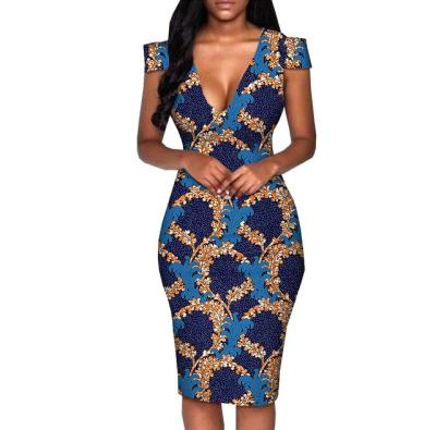 China Hot Sell African Wax Print Cotton African Women Dresses African Styles Ankara Dress Dashiki Dress Women for sale