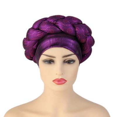 China Chemotherapy color ladies hat turban Hijab drill waterproof Nigerian pure smooth thermal turban hat for sale