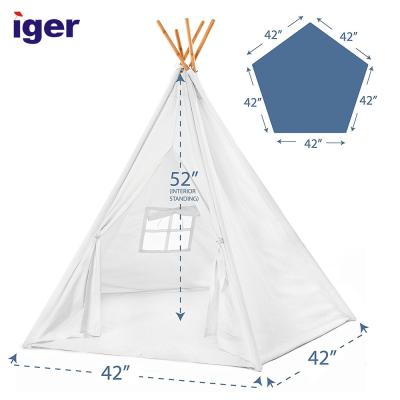 China Soft toy 5 bamboo poles floor huge kids100% cotton teepee indoor party tent for sale