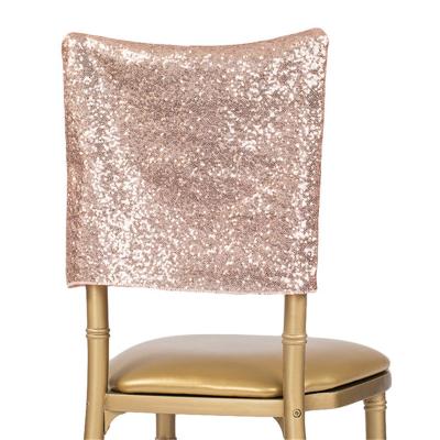 China Plain Blush Shinny Chair Sash Sequin Chair Band Decoration Cloth Banquet Wedding Half Back Chair Cowl for sale