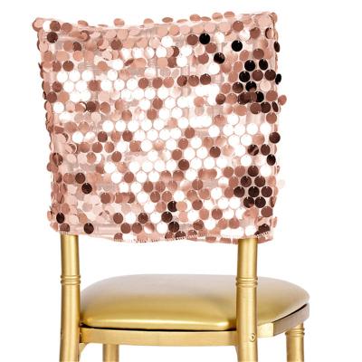 China Simple Payette Blush Shinny Sequin Chair Band Chair Decoration The Cloth Banquet Wedding Half Back Chair Cowl for sale