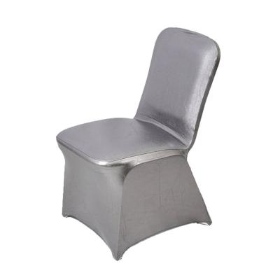 China Gray Metallic Chair Covers Universal Single Stretch Chair Protector for Wedding, Banquet Party for sale