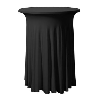 China 60/70/80cm Waterproof Cocktail Table Cover With Wave Booty Bar Skirt Stretch Bar Table Cover Tablecloth Pleated Design Petticoat for sale