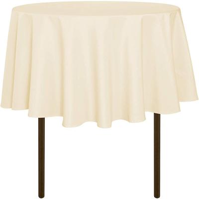 China Waterproof Tablecloth Water Resistant Ivory Round Puddle Make Polyester Washable Table Cloth Decorative Table Cover For Dining Table Heavy Duty for sale