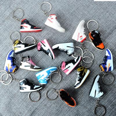 China Durable Hot Selling Soft PVC Llaveros 3D Mini Sports Sneaker aj Chain Trainer Rings Resin Shoe Chain Accessories for sale