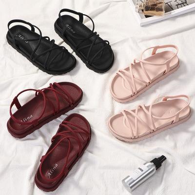 China New Style Trend Fashion Summer Female Casual Outdoor Beach Sandals Slides Flat Roman Shoes For Women for sale