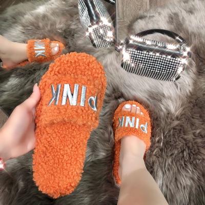 China Wholesale Warm High Quality Indoor Women's Winter Faux Fur Slippers Plush Slippers Fashion Slippers Home Bedroom Fuzzy Slippers for sale