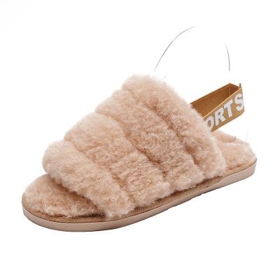 China Wholesale Fashion Trend Fuzzy Faux Fur Slippers Warm Shoes Soft Indoor Slipper Outdoor Fur Slides Sandals New Color Design For Women Sandals for sale