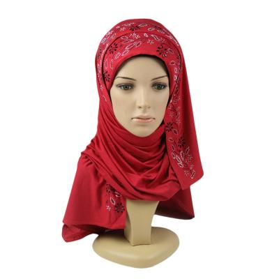 China Wholesale American European Custom Islamic Muslim Hijab Scarf Women Hijab Women Tank Top Malaysian Cotton Hijab With Rhinestone for sale