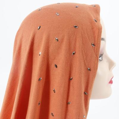 China Stylish girls latest design tank top cotton with rhinestone chiffon lady hijab wholesale scarf for sale