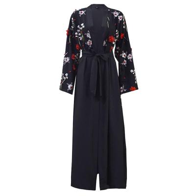 China Latest 3D designs daily casual formal flowers open new pattern abaya kaftan floral hijab cardigan kimono in Dubai for sale