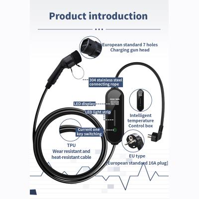 China Pure Copper wire AC Ev Charger 3.5KW EVSE Portable Ev Charger Electric Vehicle Charger Type 2 IEC 62196 with control box for sale