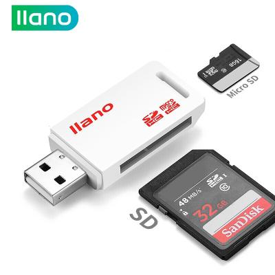 China 2 in 1 Multifunctional LLANO USB2 Card Reader in 1 Micro Card Reader Reader Supports TF and SD Cards for Windows, Linux for sale