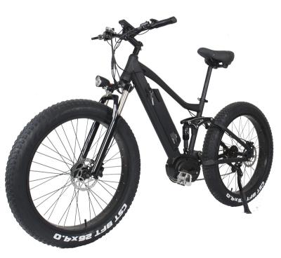 China New fat tire 26 aluminum alloy 2022 inch 1000w motor full suspension cheap mid drive electric mountain bike for sale for sale