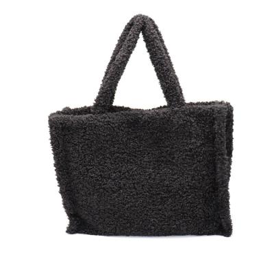 China Wholesale Female Fashion Plush Tote Solid Color Ladies Shopping Bag Casual Tote Bags for sale