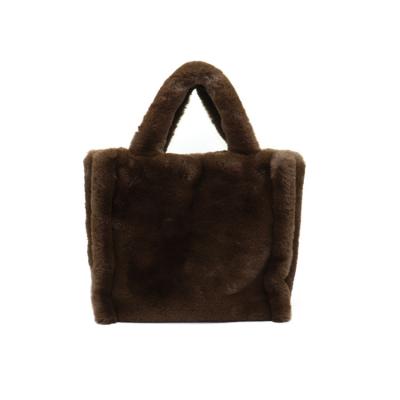 China Lady Plush Bag Casual Tote Solid Color Female Faux Fur Warm Fashion Handbag High Quality for sale