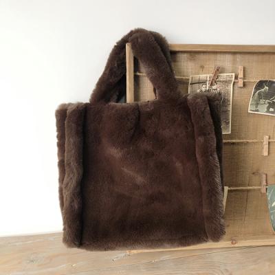 China New Sale High Quality Funny Handbags Shoulder Customized Lady Blue Women Plush Bag Lead Packing Pcs Color Faux Fur Handbag for sale