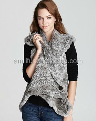 China Hot Selling Breathable Women's Natural Color Adrienne Casual Landau Rabbit Fur Knit Vest for sale