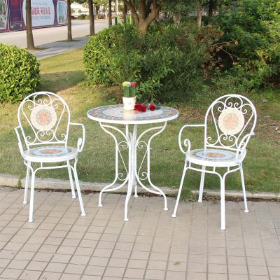 China Antique Factory At Stock Retail Garden Metal Mosaic Table And Chair Indoor Outdoor Bistro Set for sale